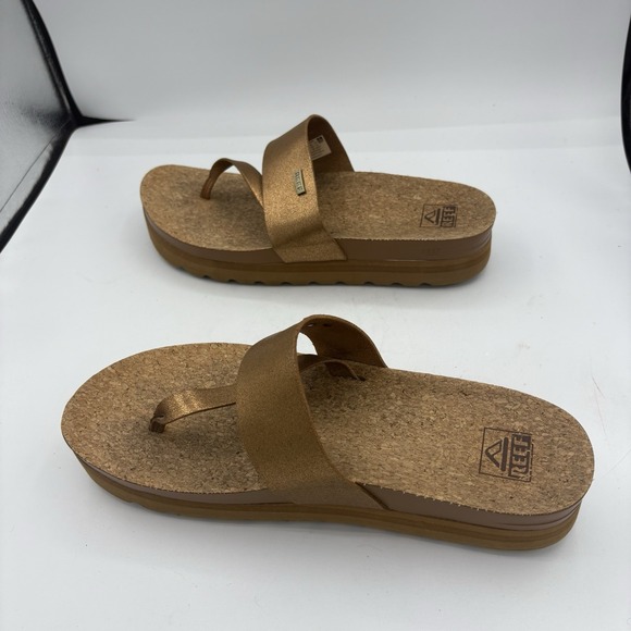 Reef Shoes Womens Size 11 Cushion Sol Hi Platform Sandals‎ Bronze Slide - Picture 9 of 10